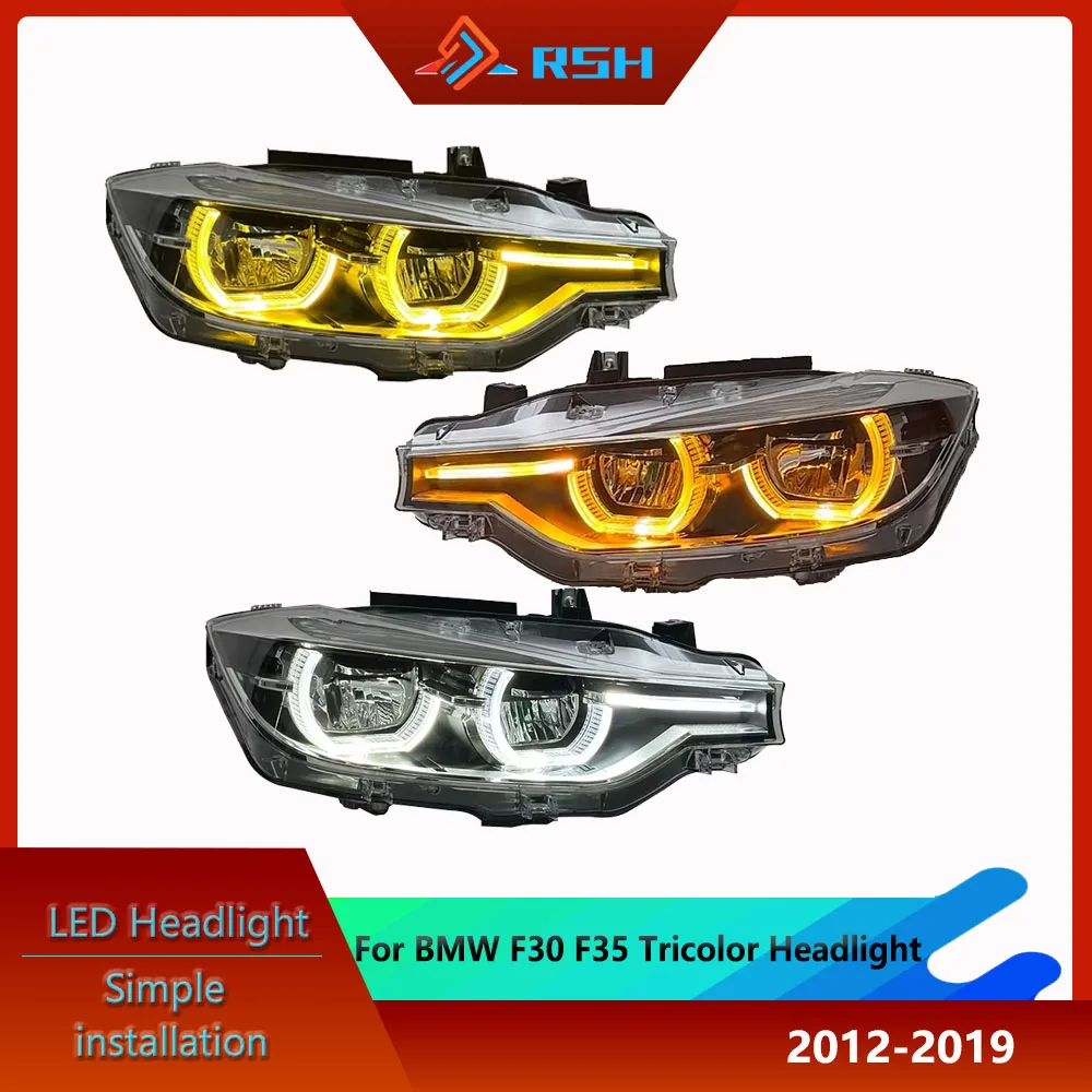 Car Three-color Front Light For BMW 3Series F30 F35 318 320 325 328M 330 335 Headlight LED Daytime Running Light Head Light