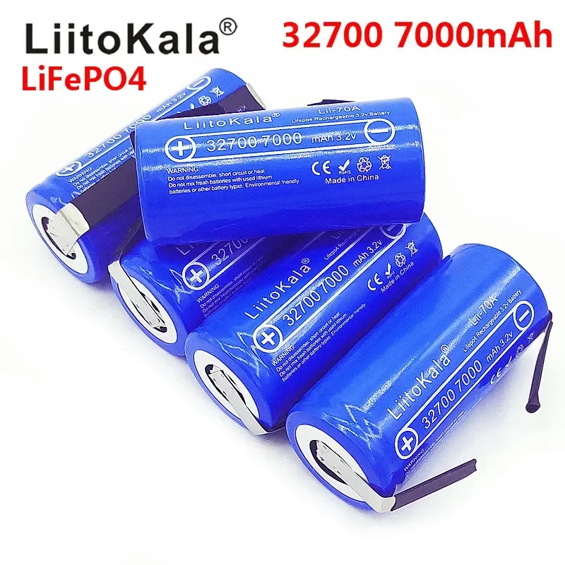 LiitoKala 3.2V 32700 7000mAh 6500mAh LiFePO4 bateria 35A ciągłe rozładowanie maksymalnie 55A bateria dużej mocy + niklowe arkusze