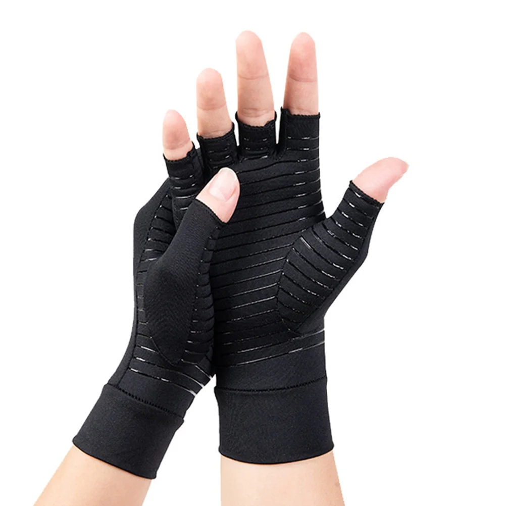 

1Pair Non-Slip Running Gloves Breathable Hand Protectors Arthritis Relief Compression Half-Finger Design Sports Gloves