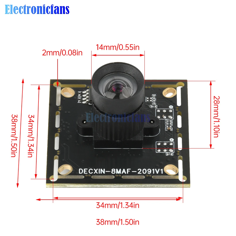 IMX179 Camera Module 8M Fixed Focus HD Industrial Camera without Driver with USB Adaptor 78 Degree 100 Degree