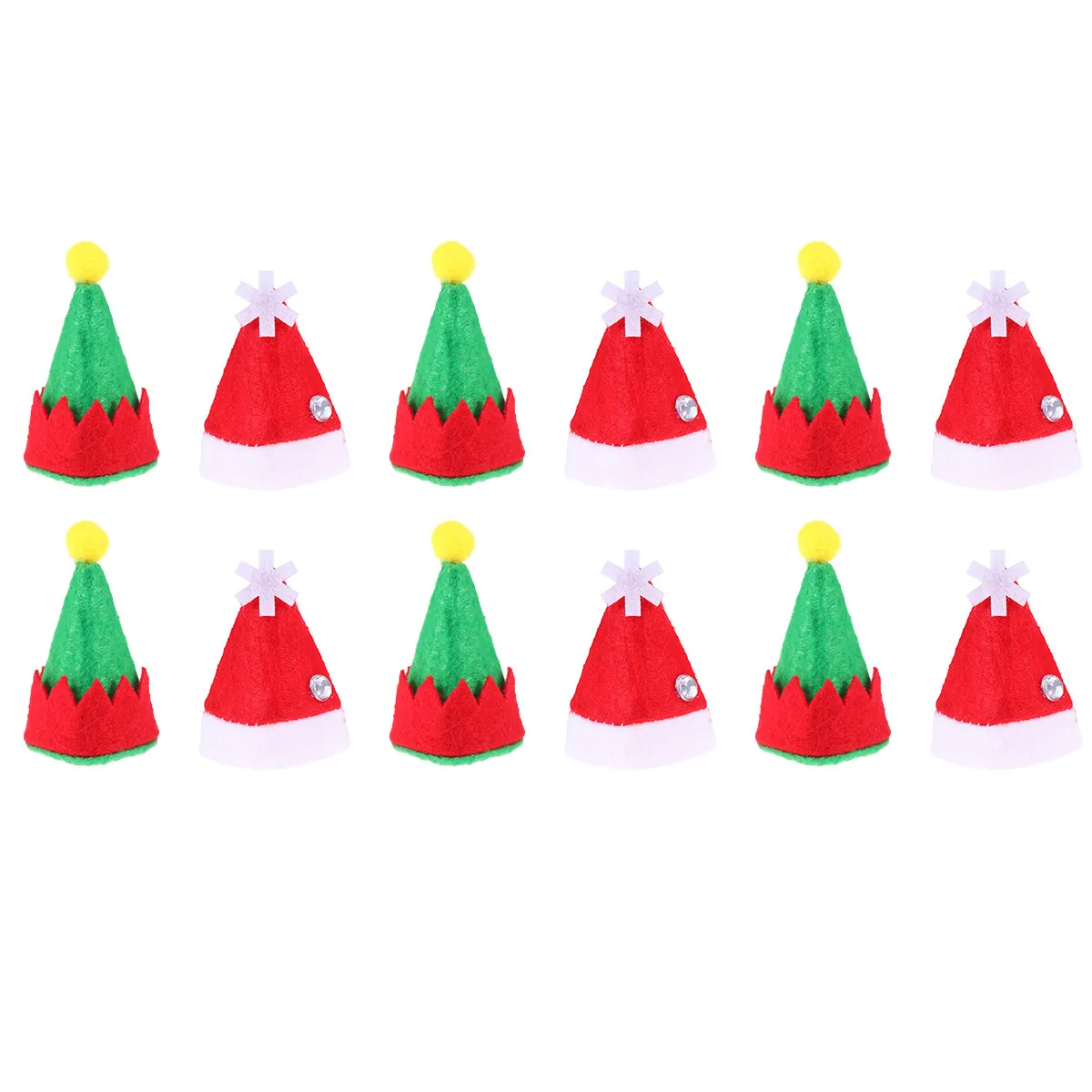 

12Pcs Christmas Mini Hat for Lollipops Non-Woven Fabric Reusable Candy Cap Party Decoration Home Restaurant Hotel Holiday Decor