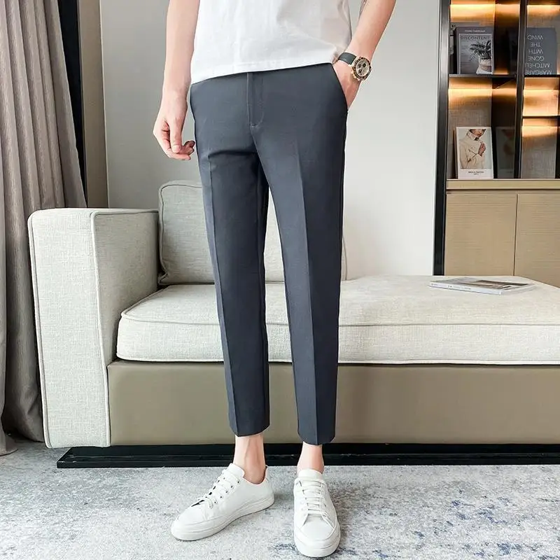 2024 Summer Trend Fashion Minimalist Solid Color Slim Fit High Waisted Straight Leg Business Casual Versatile Harlan Suit Pants