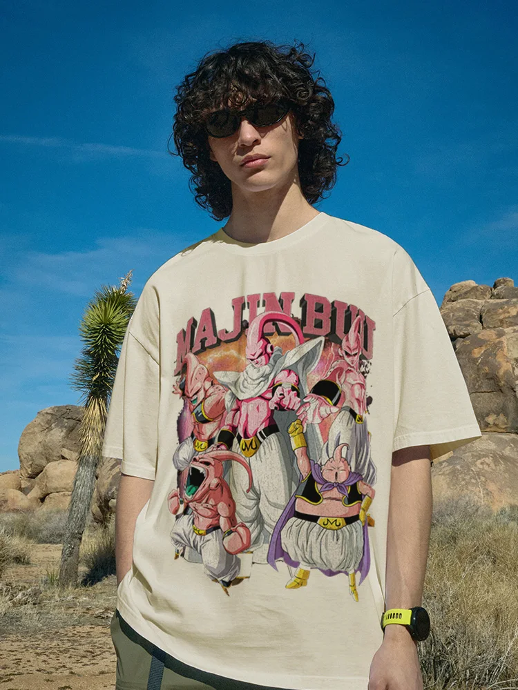 Camiseta de manga corta de Dragon Ball conjunta para hombre Demon Buo Frisa Ins Tide marca Anime media manga suelta estudiante de verano