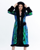 Plus-size Women's Sequin And Sequin Personalized And Trendy Carnival Electronic Music Festival Belt-style Artificial Fur Coat