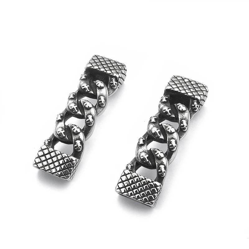 Stainless Steel Gothic Viking Woven Skull Bracelet Connector 13x7mm Hole For DIY Bracelet Jewelry Making Supplies Accessories