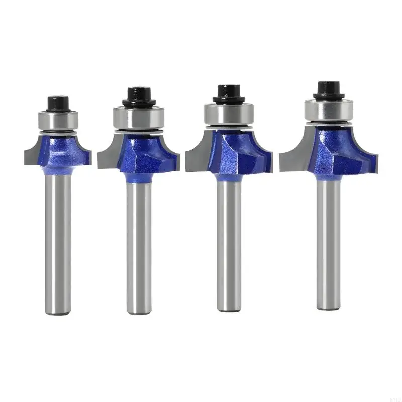 

4 Piece Collection Of 6mm rod Round Corner R Woodworking Cutters For Accurate Forming And outline Making 87HA