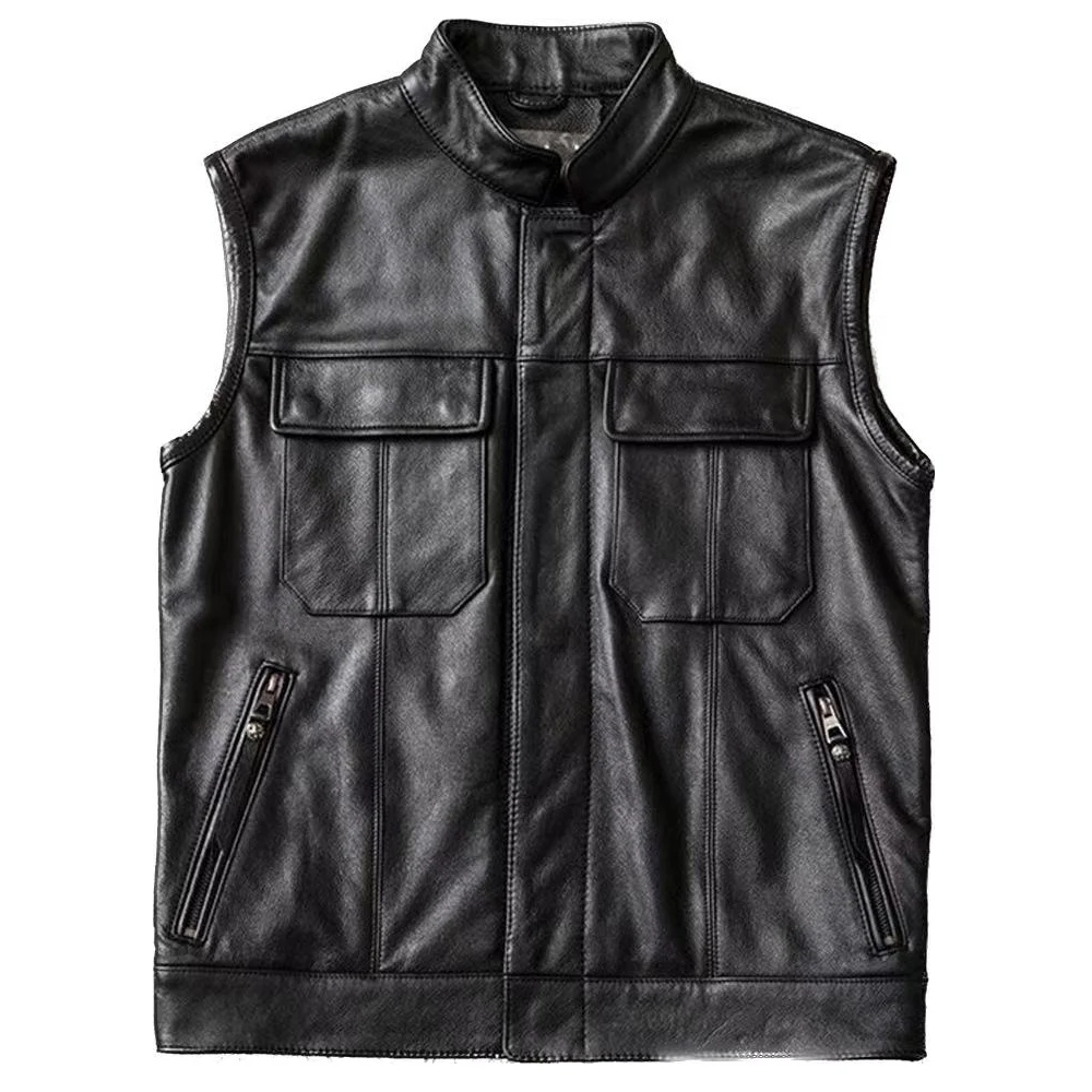 

Automotive Man Waistcoats Cowhide Vest Coat Short Real Leather Summer Spring Summer Real Leather Weskit Vests Coat 7XL Plus Size