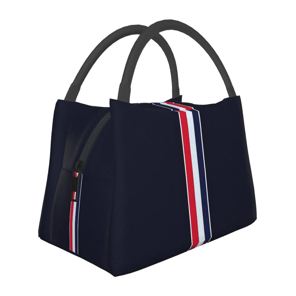 Thom-Stripes Red White Navy TB Insulated Lunch Bag Leakproof Lunch Container Cooler Bag Tote Lunch Box Work Picnic Food Bag