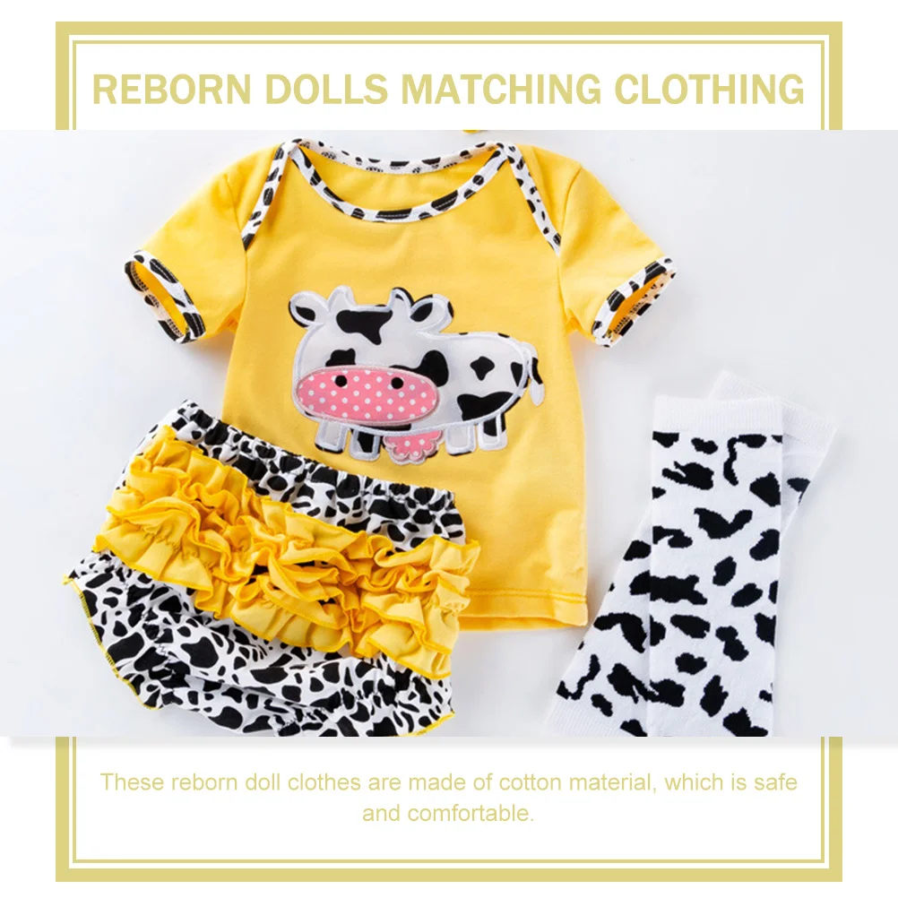 Cow Clothes Newborn Outfit Baby Dolls Reborn Girl Clothing Accessories Combed Cotton