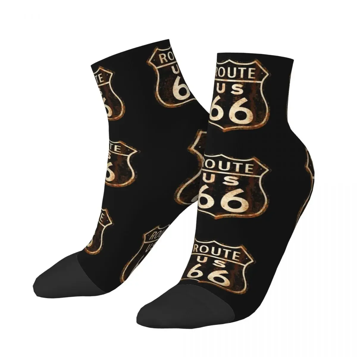 Fun Mens US Route 66 Dress Socks Unisex Warm Comfortable 3D Printed California Sign Crew Socks