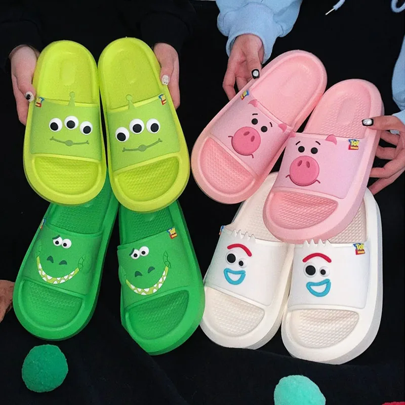 

Disney Genuine Toy Story Strawberry Bear Three Eyes Slippers For Men And Women Summer Anti Slip Home Slippers Anime Surrounding