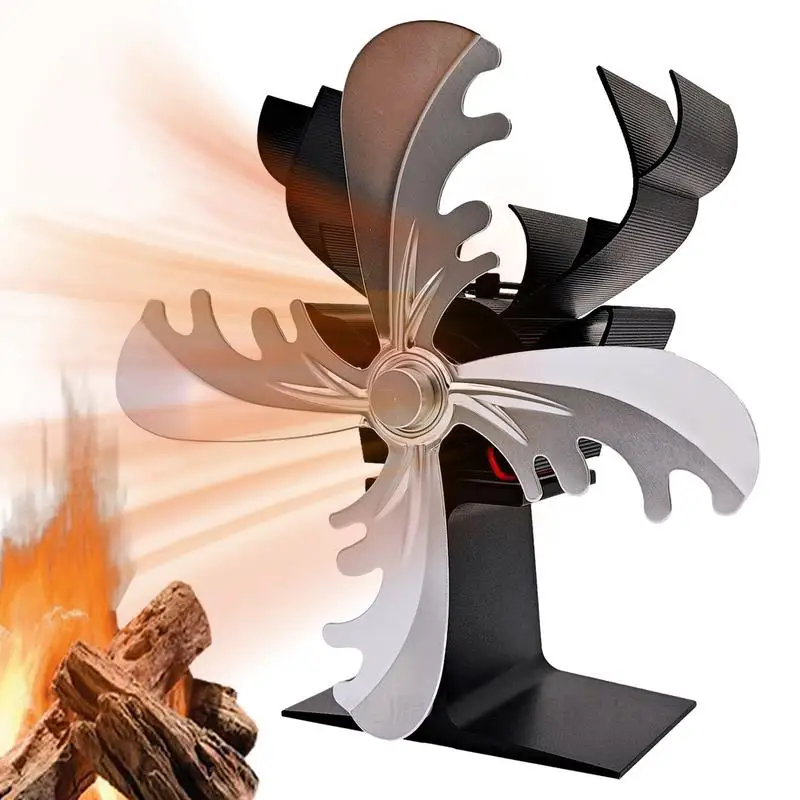 

Stove Fan For Wood 4 Leaf Fireplace Blower Stove Fan Reindeer Shaped Thermal Fan Wood Stove Accessories Pellet Stove Fan