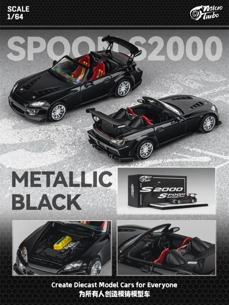 Micro Turbo 1:64 S2000 Löffel Metallic Schwarz limitiert999 Diecast Sammlerfahrzeug Modellauto