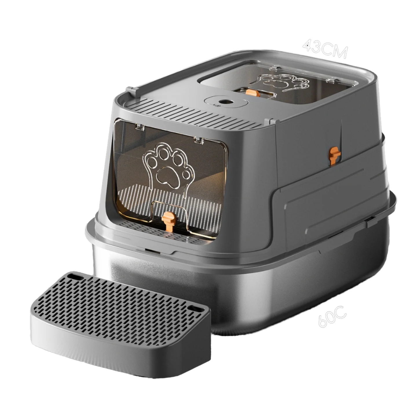 caja-de-arena-para-gatos-cuadrada-de-acero-inoxidable-y-plastico-20l-gran-capacidad-control-de-olores-facil-de-limpiar-inodoro-cerrado-abierto-con-pedal-oem-personalizado
