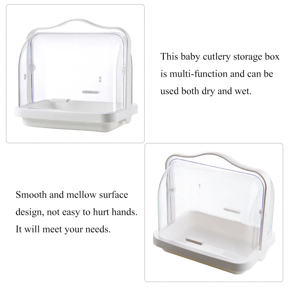 

Коробка для хранения детских столовых приборов, прозрачный съемный поддон для сушки, органайзер для детской комнаты, держатель для бутылочек, товары для дома, для младенцев