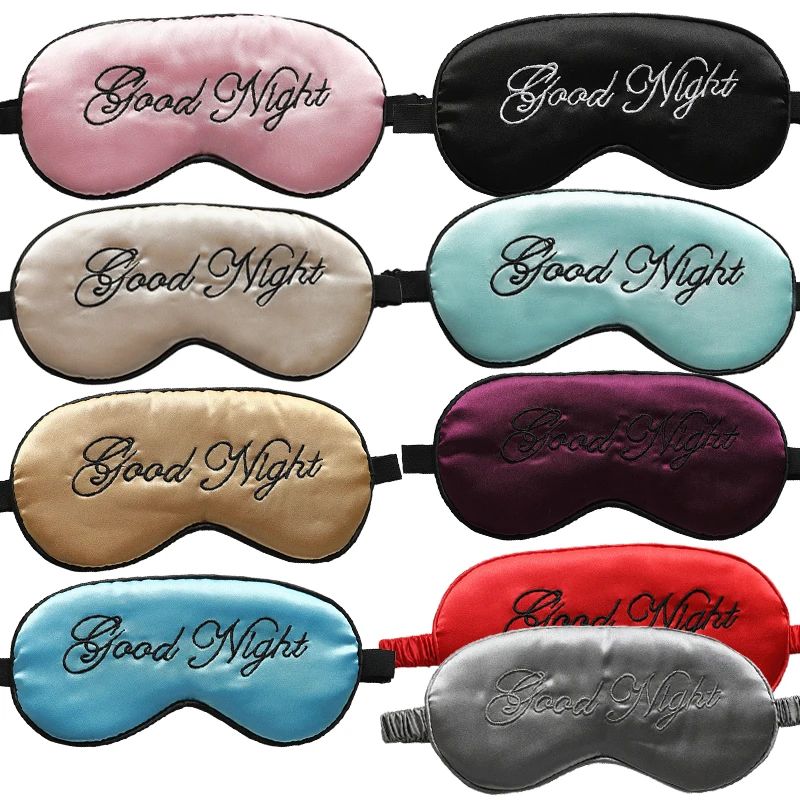 Embroidered Double-sided Imitated Silk Sleep Mask Travel Breathable Sleeping Eye Cover Good Night Eye Patches For Sleeping Aid