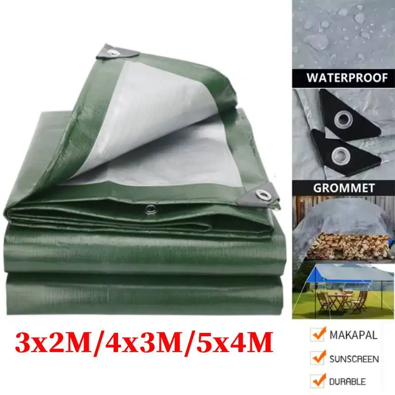 

5x4M Large Tarpaulin Waterproof Camping Tent Tarp Garden Rain Cover Awning Beach Shade Canopy Multipurpose Outdoor Sun Shelter