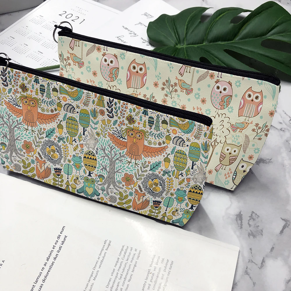 Owl Printed Makeup Bag Cute Animal Pattern Cosmetic Bag Set for Women Combination Gift Large-capacity Organizer Bag