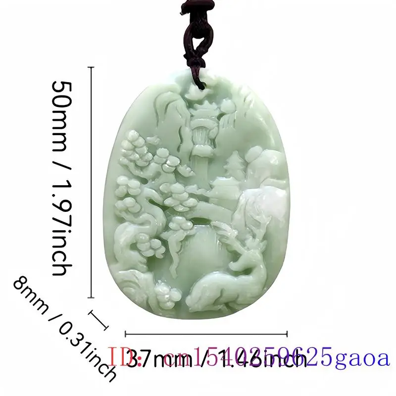 Green Natural Real Jade Landscape Pendant Necklace Designer Gift Vintage Chinese Luxury Amulet Fashion Stone Gemstones Charm