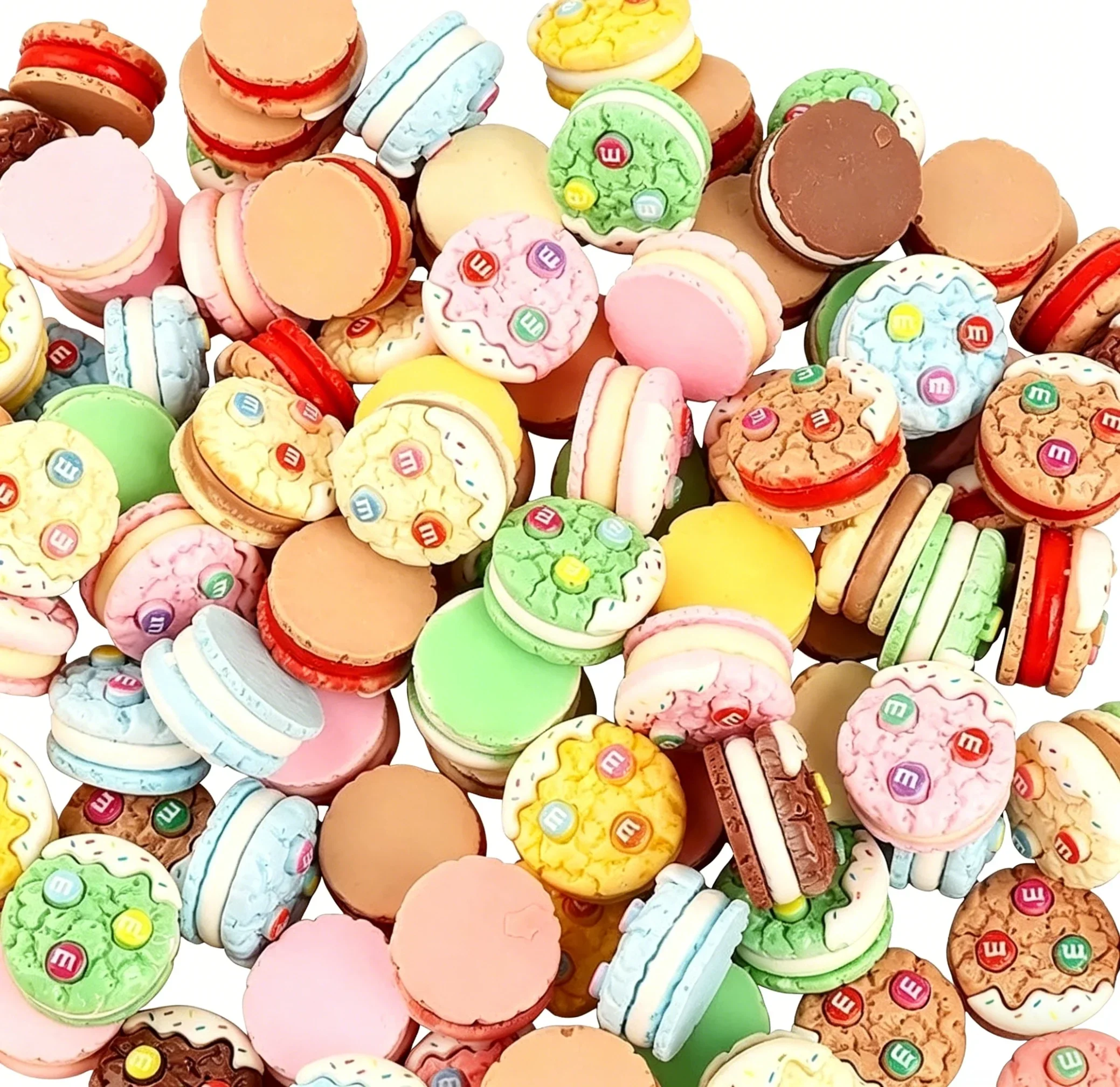 10pcs Mini 3D Macaron Cookie Flatback Resin Cabochons Biscuit Charms For DIY Craft Decorations