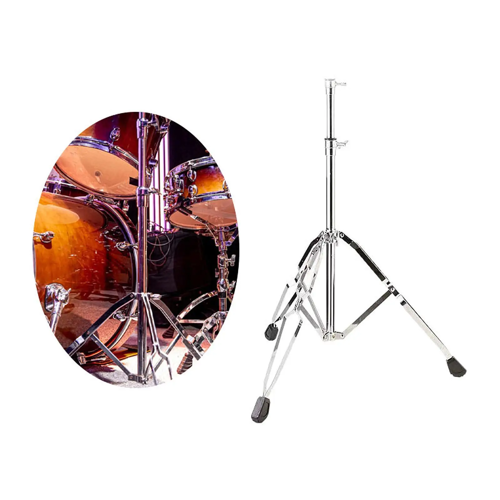 

Hi Hat Tripod Stand, Drum Stand, Metal Swivel Legs, Height Adjustable, Folding