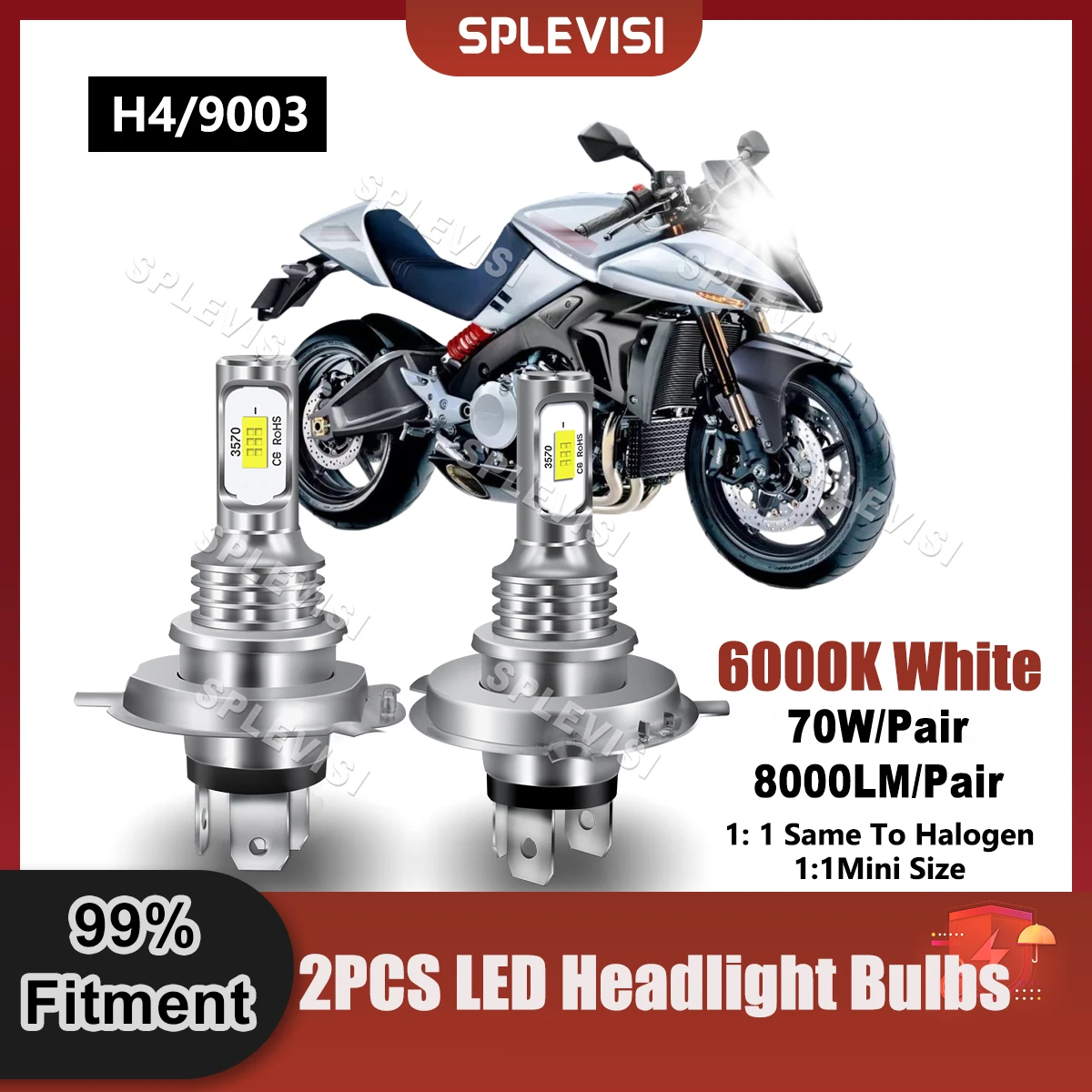 LED Headlight All-In-One H4/9003 Bulbs For Suzuki GSXR1100 1986 1987 1988 1989 1990 1991 1992 1993 1994 1995 1996 1997 1998