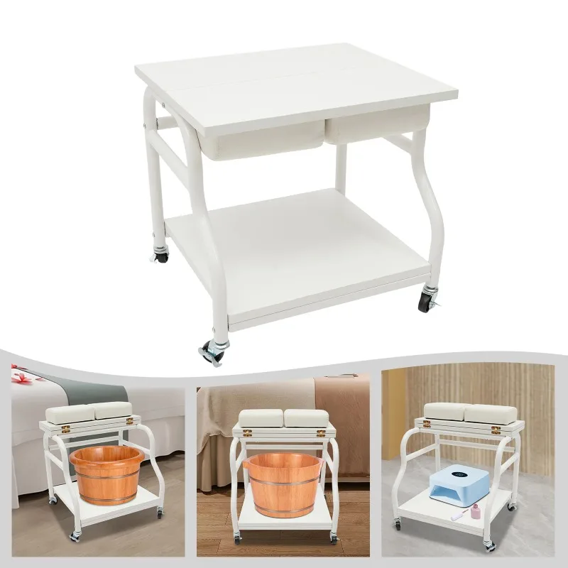 

Portable Foot Baths Trolley Footbath Cart Nail Stool with Wheels For Foot Manicure Massage Rest