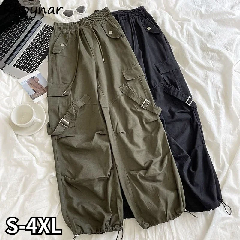 Cargo Pants Women Loose Vintage BF Safari Style New Spring S-4XL Basic All-match Popular Trousers Students American Y2k Harajuku