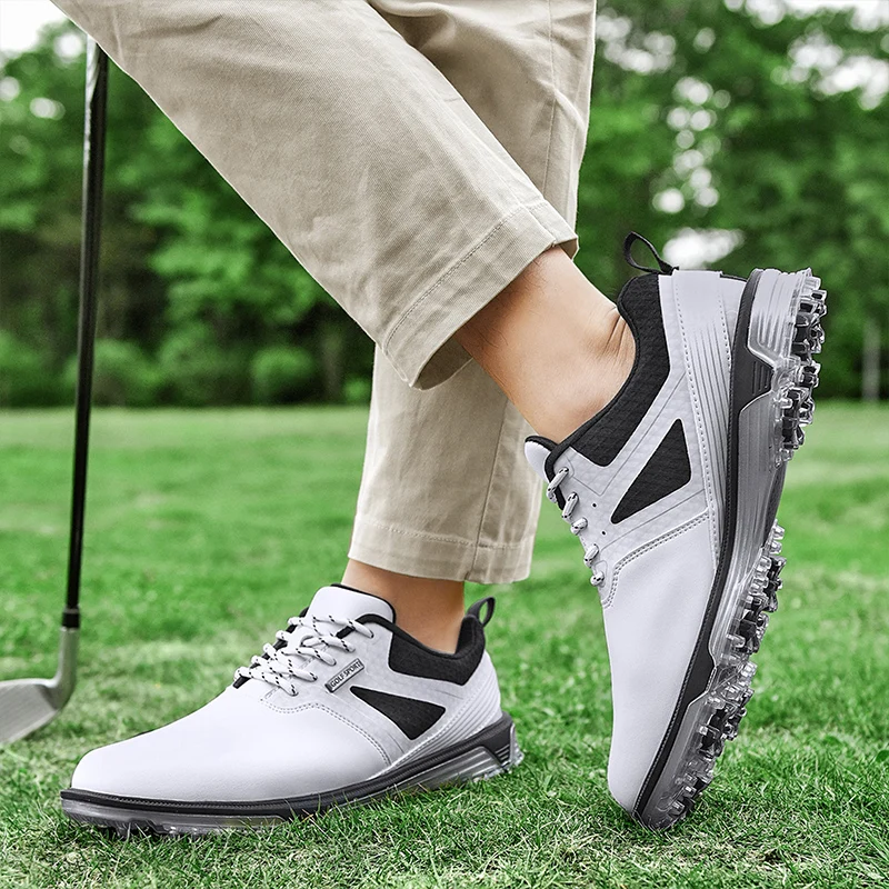 LiXingMing Golf Shoes Men X6 White Light Water proof Anti-slip studs Golf Sport Shoes Outdoor Training Golf Coach Sneakers40-47# view 3