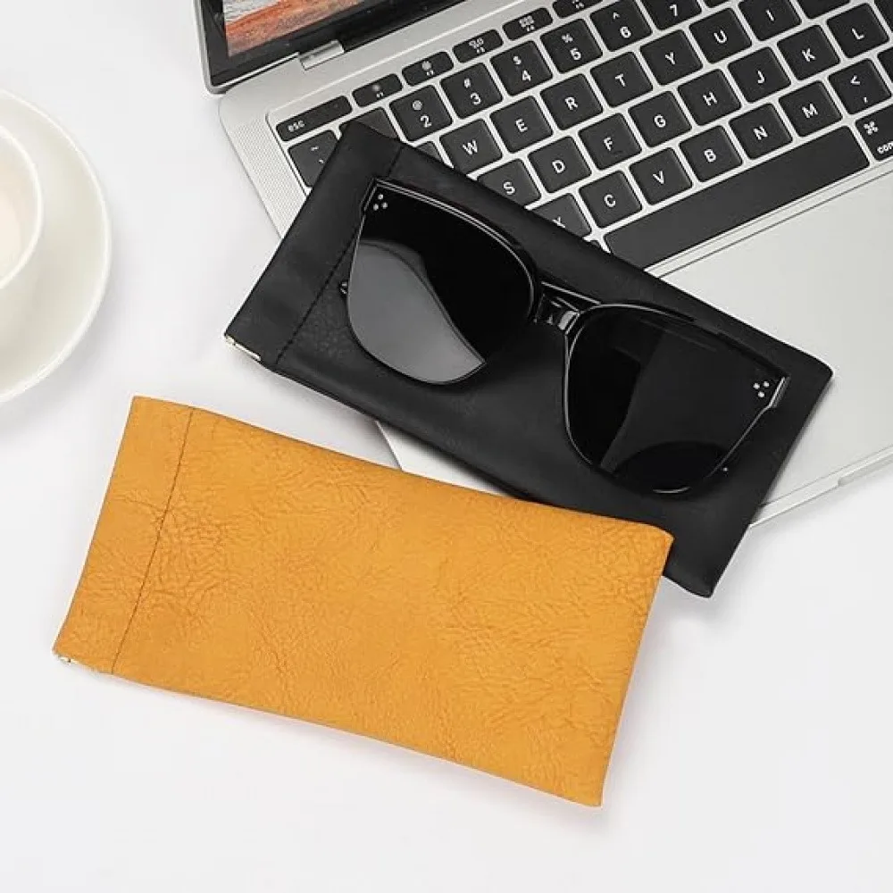 3 Pack PU Leather Storage Pouch, Portable Small Organizer Bag for Glasses, Makeup Brushes, Watch, Jewelry, and Daily Essentials, Soft Suede Lining Travel Case for Purse and Bag (Random Colors)