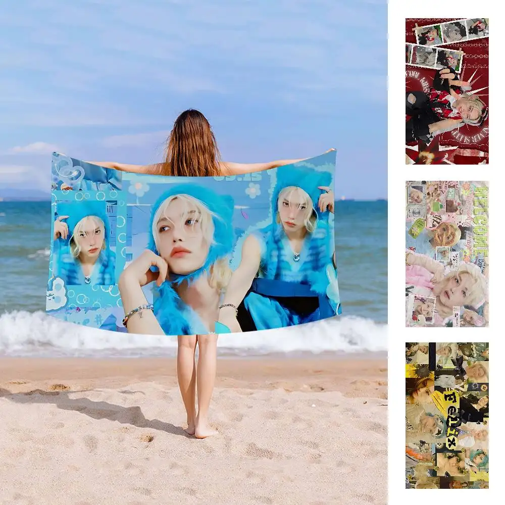 Kpop Singer F-Felix Microfiber Printed Beach Towel Mountain Climbing Yoga Beach Swimming Running Absorbent Soft Towel