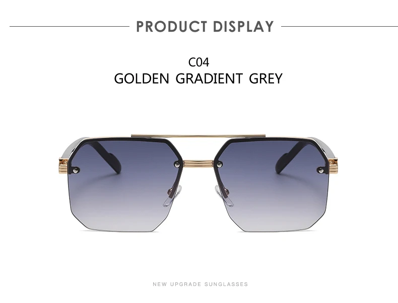 Herren Metall-Sonnenbrille Quadratischer Halbrahmen mit Ziernieten Lässiger Trend Persönlichkeit Retro Mode Outdoor-Sport-Brille – Detail 7
