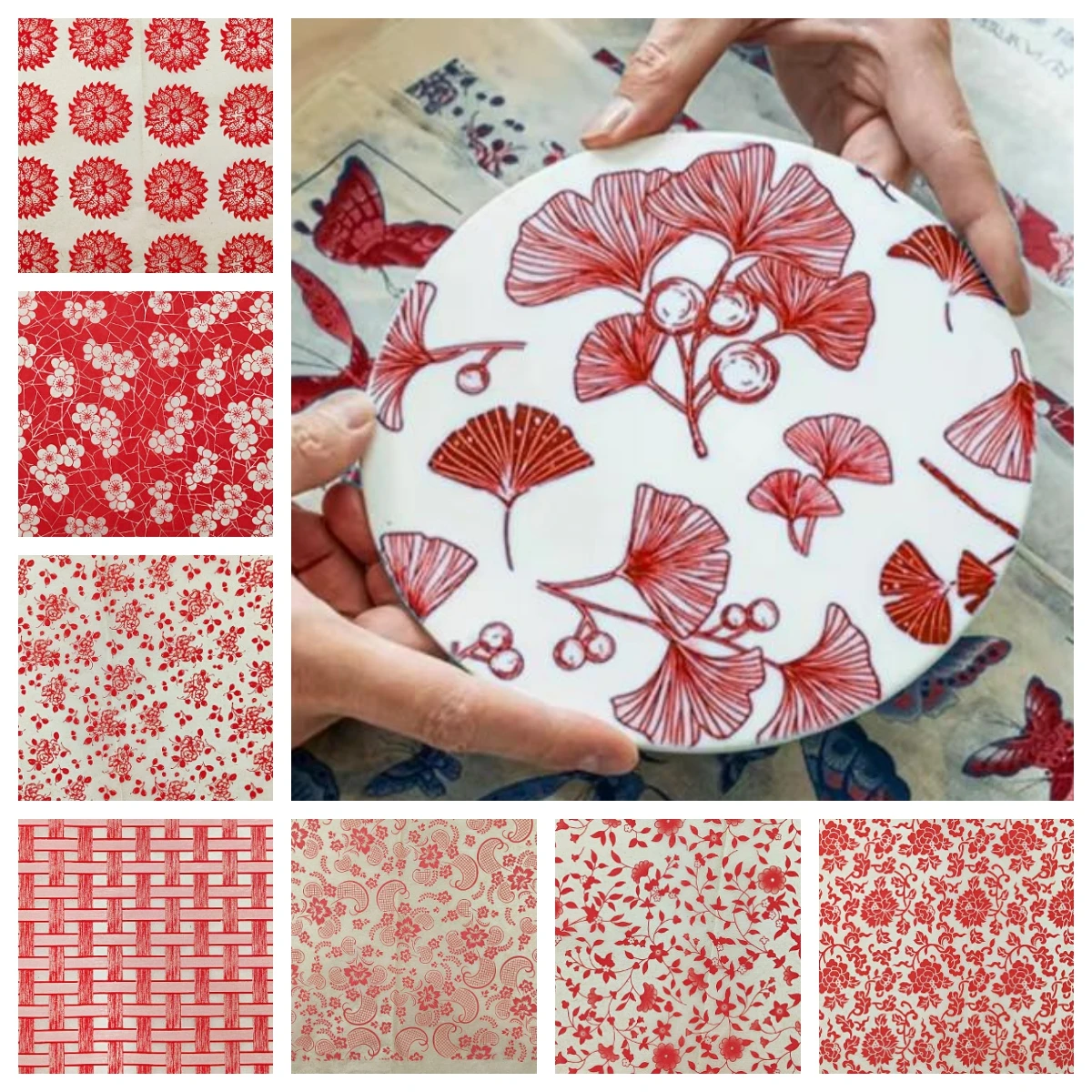 New Pottery Underglaze Decal Paper Plaid/Flower Colorful Transfer Paper Polymer Clay DIY High Temperature Ceramic Decal Coloring