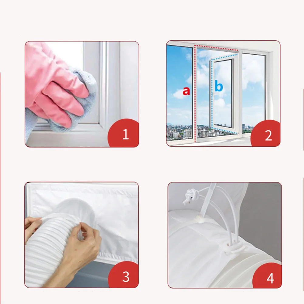Sealing Cloth for Portable AC Units Compatible with All Window Types Drawstring Waterproof Polyester 300cm 400cm 500cm