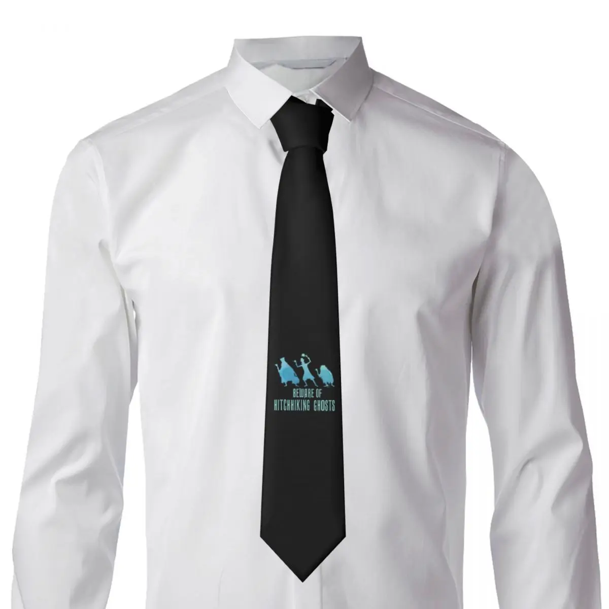 Custom Beware Of Hitchhiking Ghosts Tie Mens Classic Silk Haunted Mansion Necktie for Office