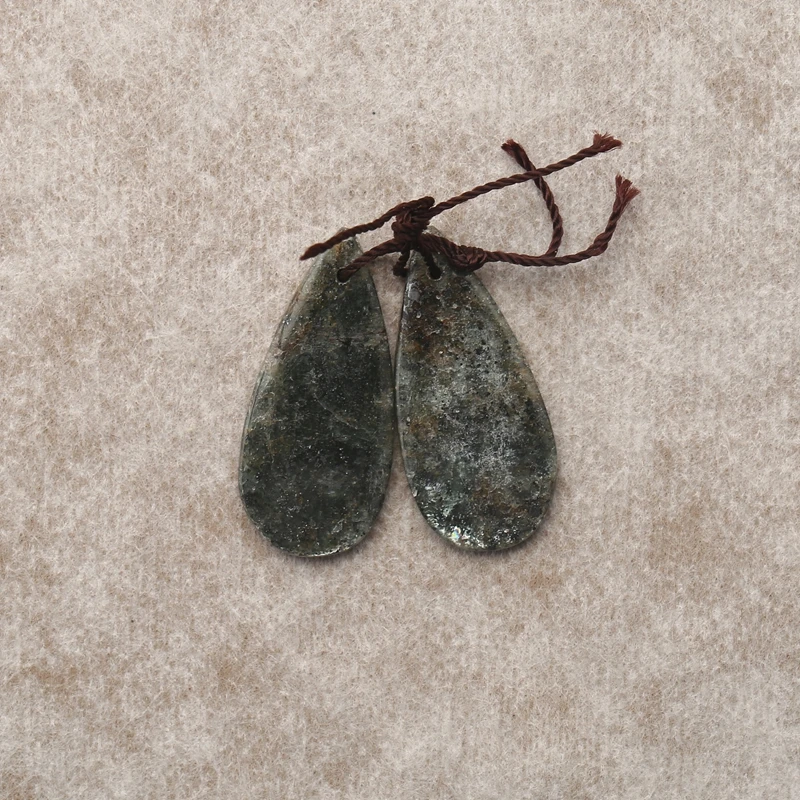 

Natural Moss Agate Waterdrop Earring Beads Handmade Polished Jewelry Making Supplies 32x15x3mm 7g