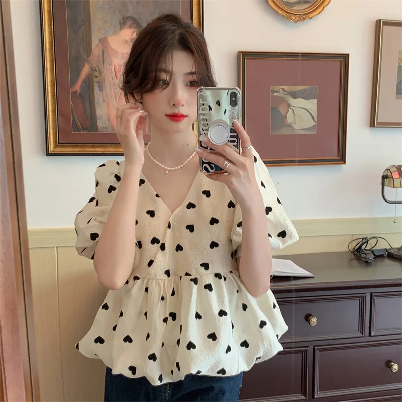 

Рубашки с коротким рукавом, женские Ins Style, сетчатая укороченная туника, модная художественная городская студенческая блоггерская летняя молодежная туника