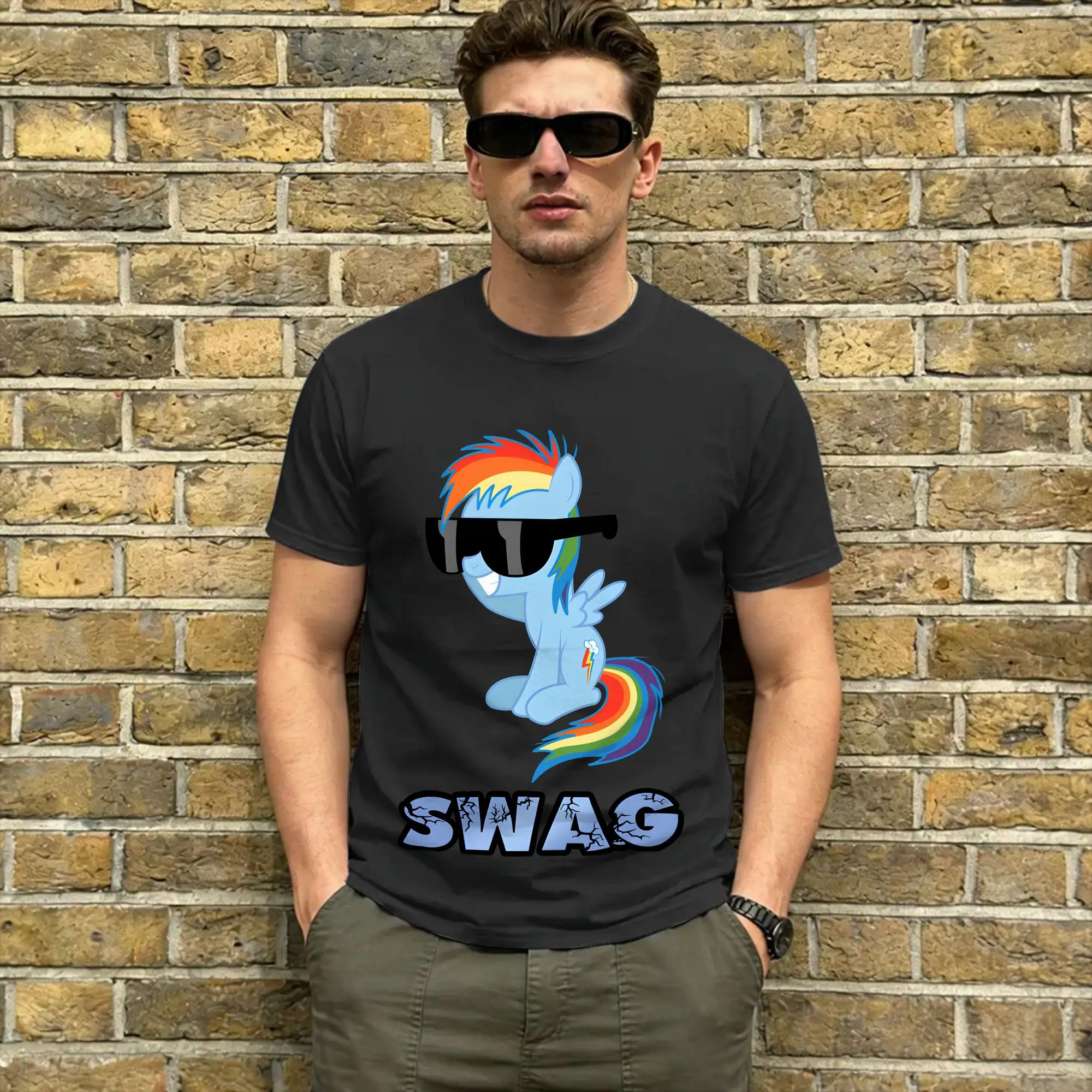 Rainbow Dash And Friends Cotton T-Shirt For Men Summer Filly Swag  Vintage T Shirts Breathable Novelty Tee Shirt Plus Size view 2