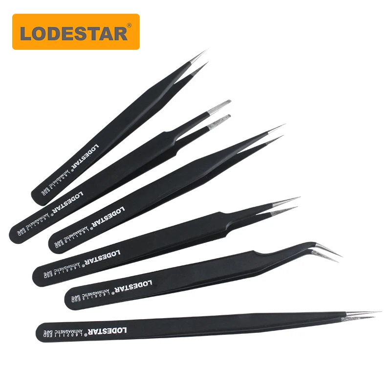 LODESTAR Thép Không Gỉ Chống Tĩnh Điện Nhíp Iphone Bảo Dưỡng Công Nghiệp Chính Xác Cong Nhíp Thẳng