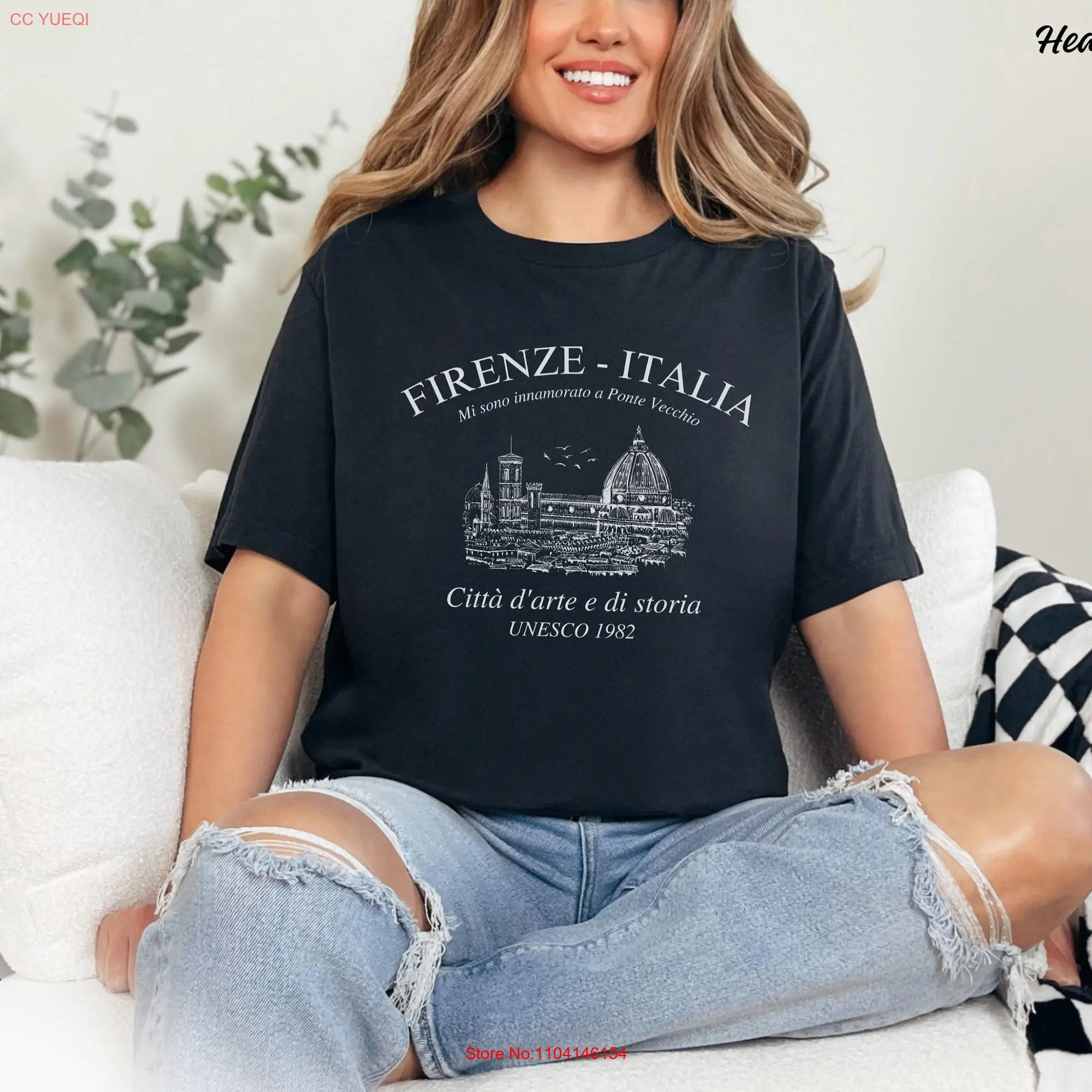 Florence T Shirt Firenze Italia Italy style Tuscany Toscana Uffizi Duomo long or short sleeves