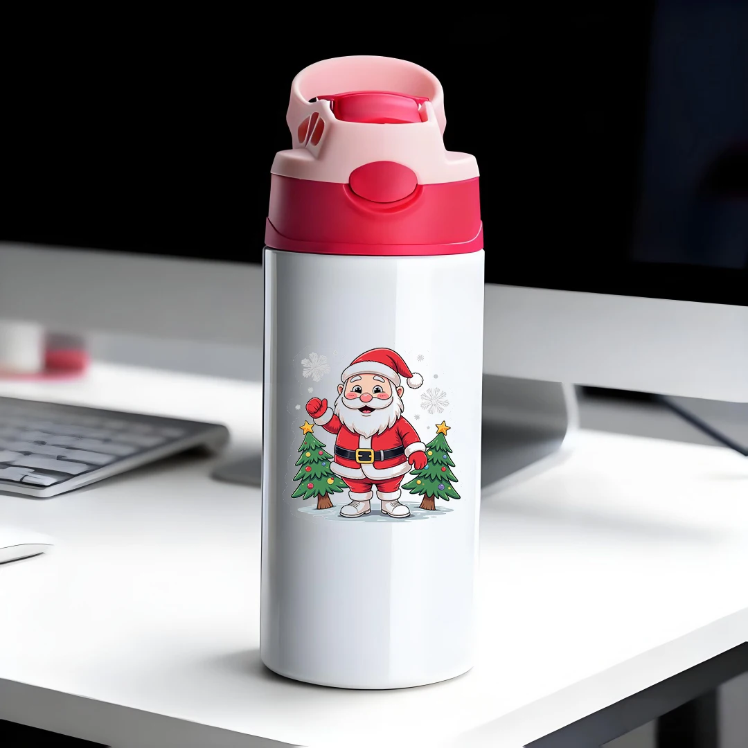 

304 stainless steel thermal cup + cartoon Santa Claus design + child-friendly straw cup + keeps hot & cold + cute Christmas gift