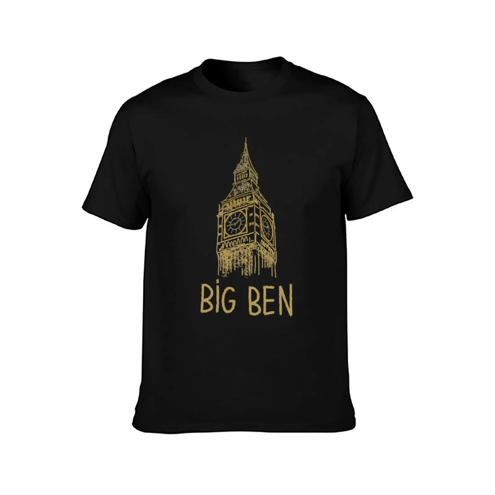 Big Ben London Unique Hand Drawn Art เสื้อยืดสีดําเสื้อผ้าอะนิเมะสําหรับ Boy PLUS ขนาดเสื้อ TEE สําหรับชาย