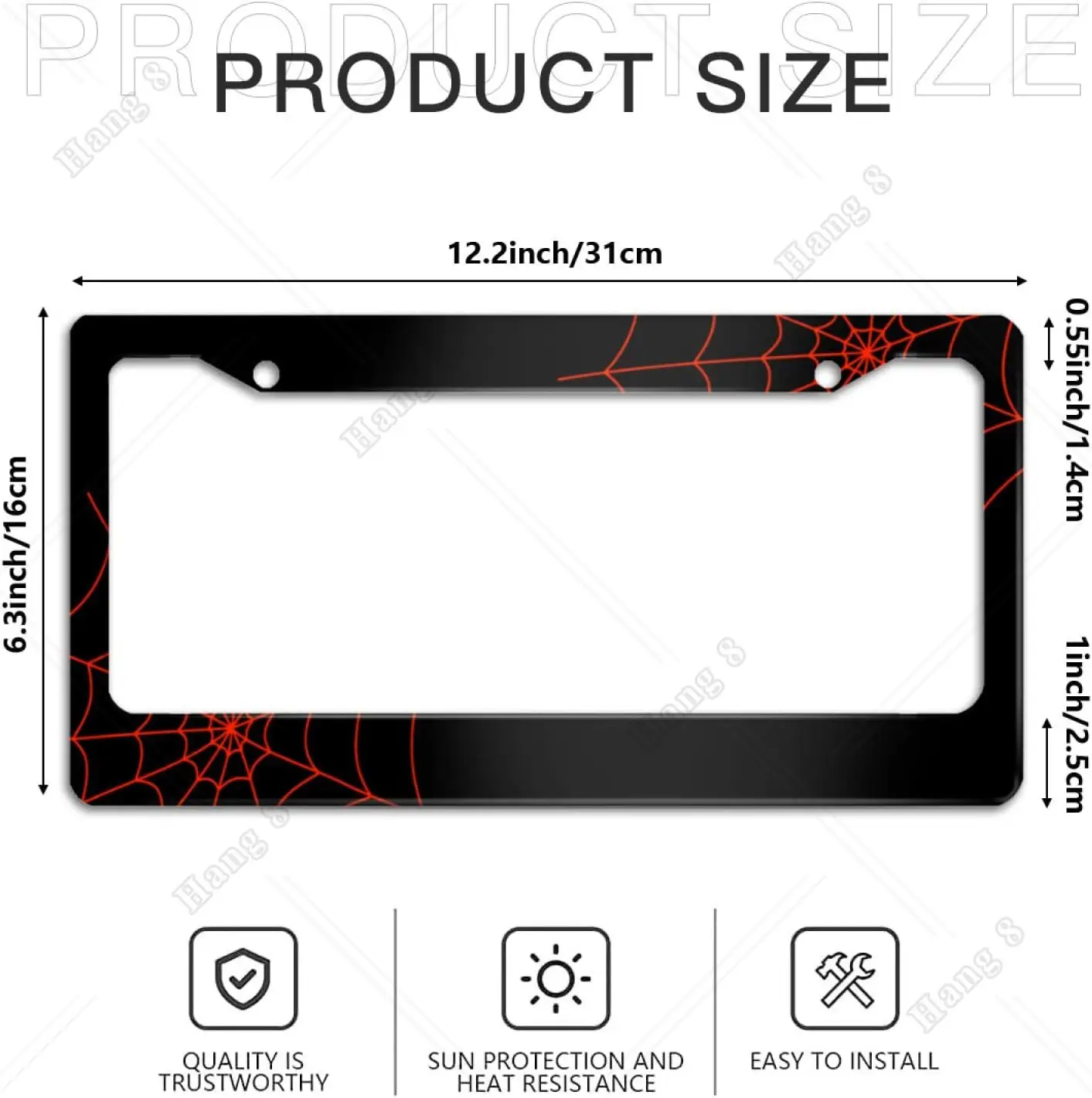 License Plate Frame Cobweb License Plate Frames Decorative Car Tag Frames Aluminum Metal License Plate Holder for US Canada