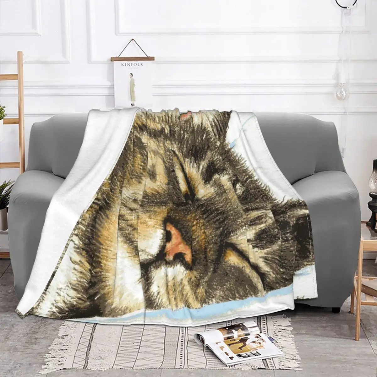 Sleeping Tabby Cat Home Blankets Blankets & Throws Thin Wadding Blanket Throw Blanket