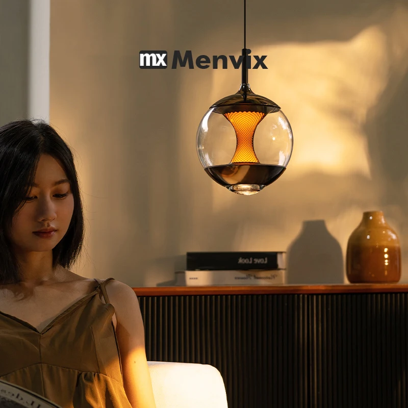 Glass Pendant Light Modern Dining Room Table Afterglow Sunset Lamp Entryway Balcony Round Table Bedroom Bedside Sleep Chandelier