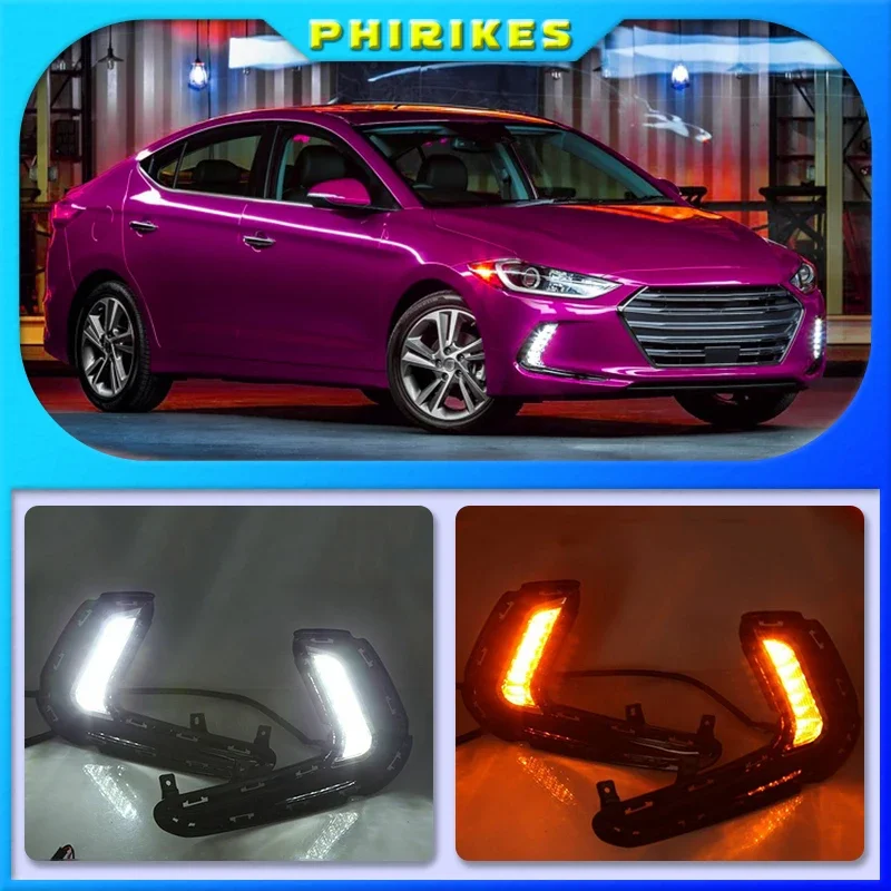 

1 Pair for Hyundai Elantra 2016 2017 2018 LED car DRL Daytime Running Light Daylight Waterproof Signal lamp