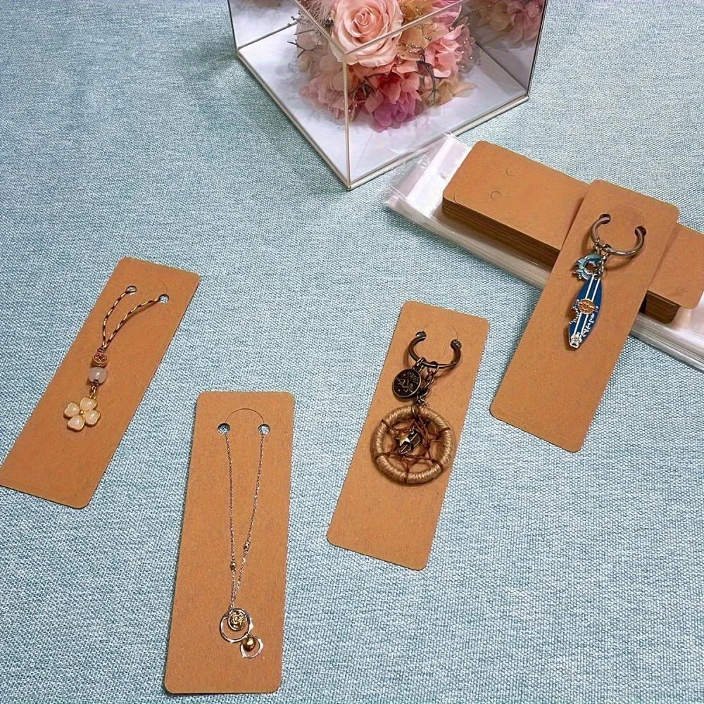 100-Pack Jewelry Display Cards with Protective Sleeves - Ideal for Necklaces, Earrings & Keychains - Crafted Gift Tags
