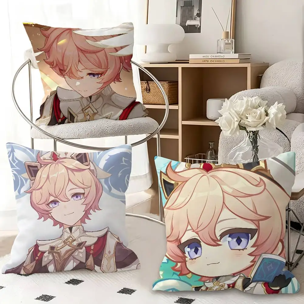 1pc Pretty Girl Dahlia Genshin Impact Pillow Case Fashion Square Pillowcase Bedroom Sofa Room Ins Decoration Leisure