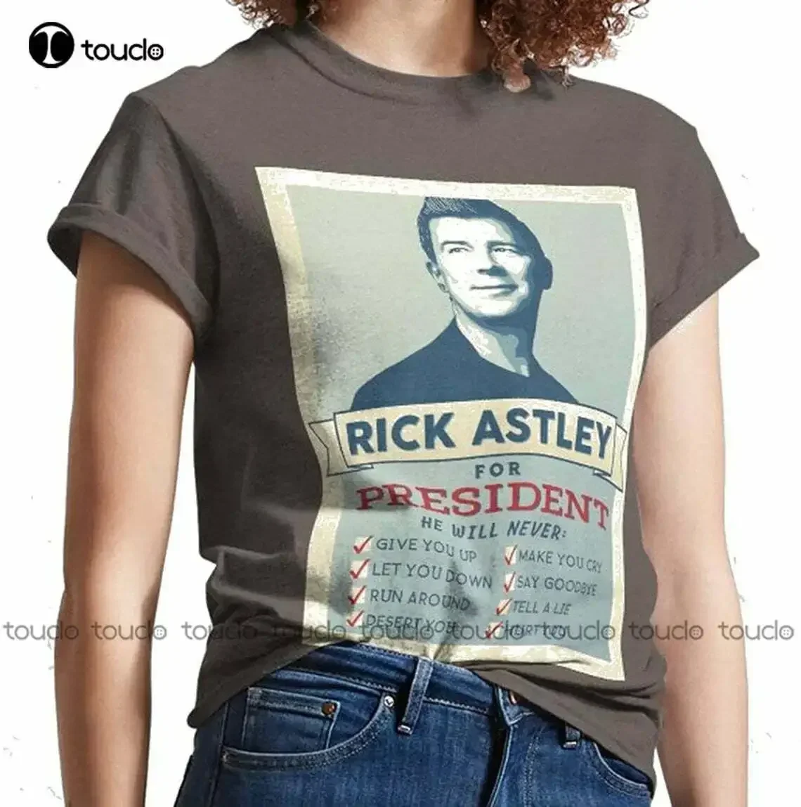 Rick Astley for President Classic Tshirt Personalized Unisex T-Shirt, Youth Shirt t shirt dress women Custom aldult Teen unisex