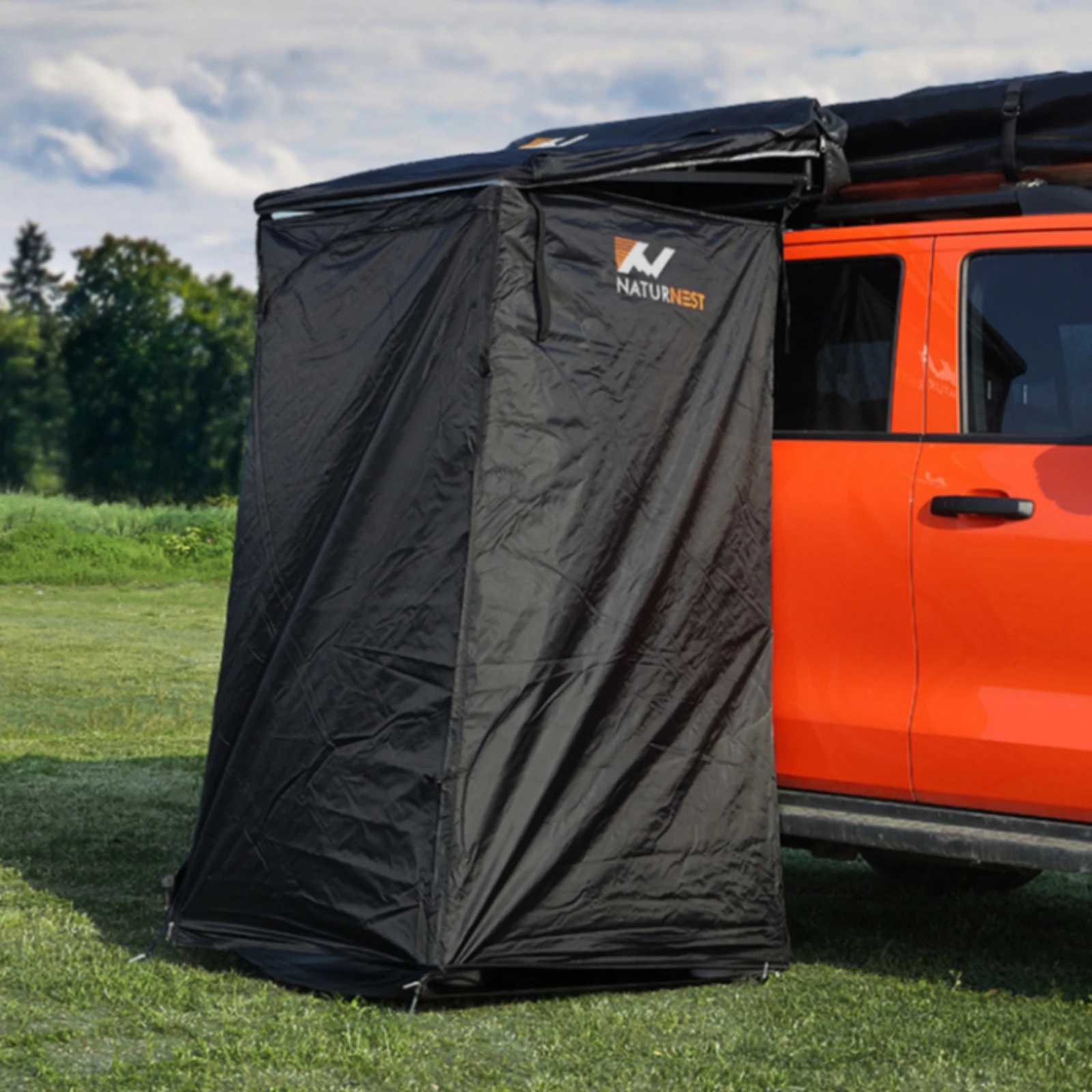 Car Shower Tent Moisture-Resistant Car-Side Tent with LED Light Portable Changing Room Compact Weatherproof for Overlanders